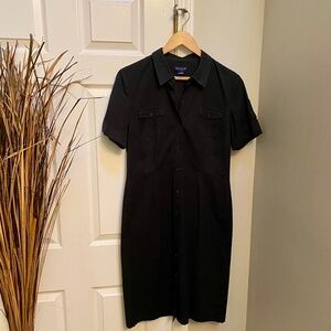 Ann Taylor Classic Black Button Up Dress - SZ 8 (does not include belt)
